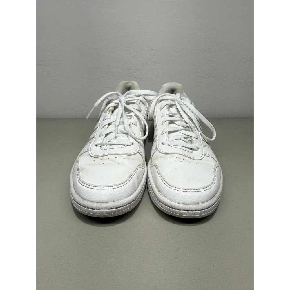 Adidas Hoops 2.0 Women Low Top Sneakers White Leather Athletic Shoes Sz 7